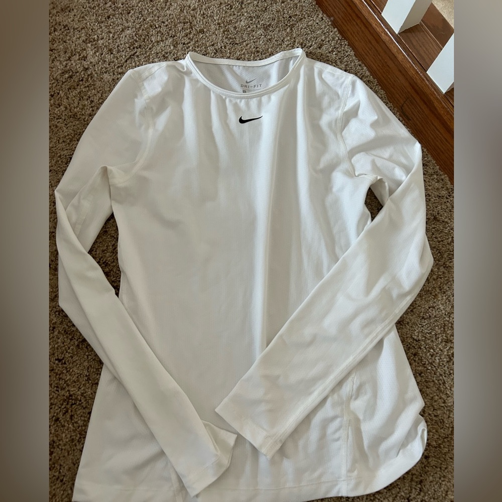 White Nike dri fit long sleeve